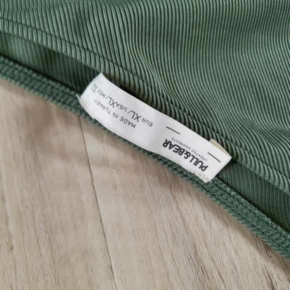 Pull & Bear Green One Shoulder Side Cutout Waist Size XL Mini Dress - Picture 4 of 4